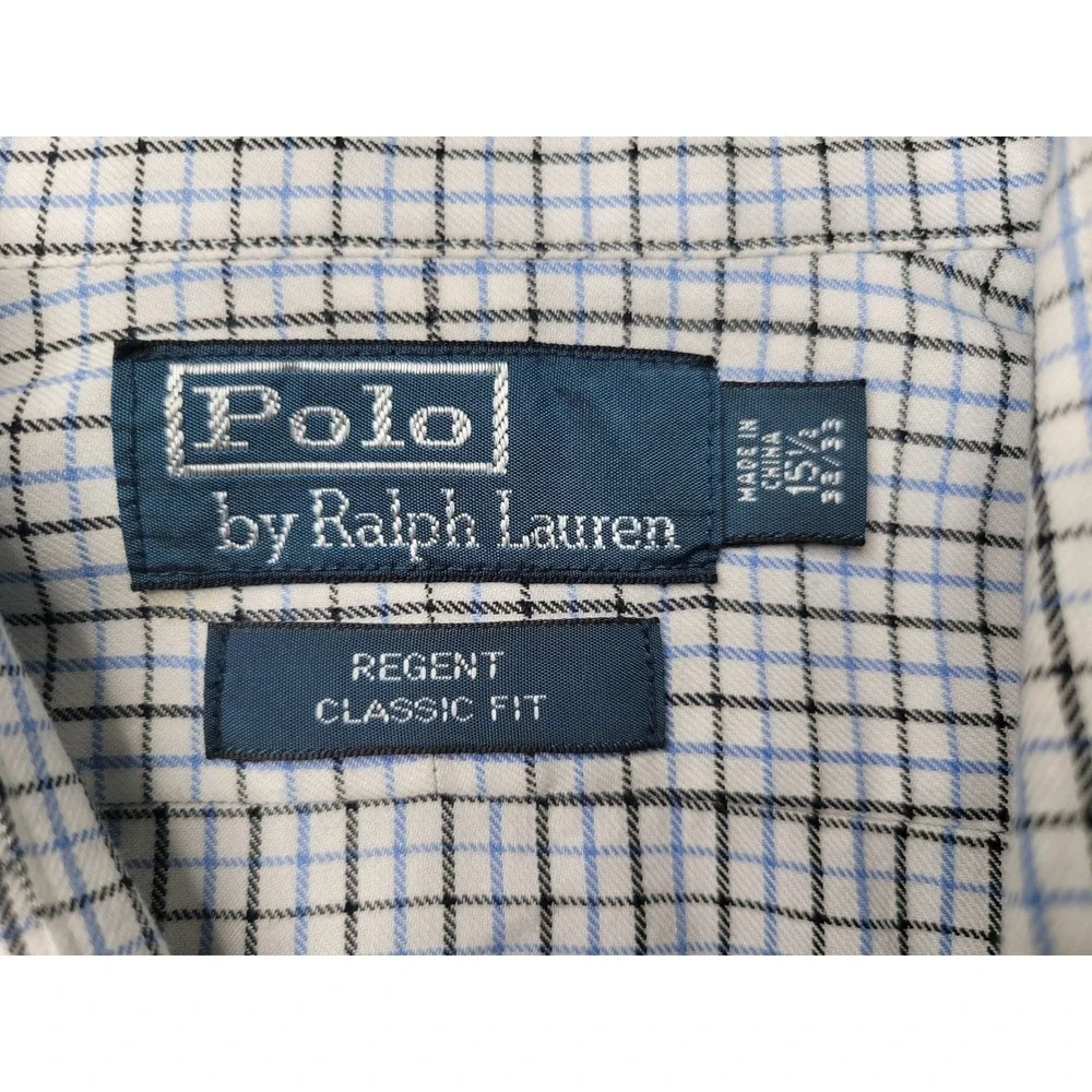 Polo Ralph Lauren Button Down Shirt Mens‎ 15.5 Blue Check Regent Classic Fit